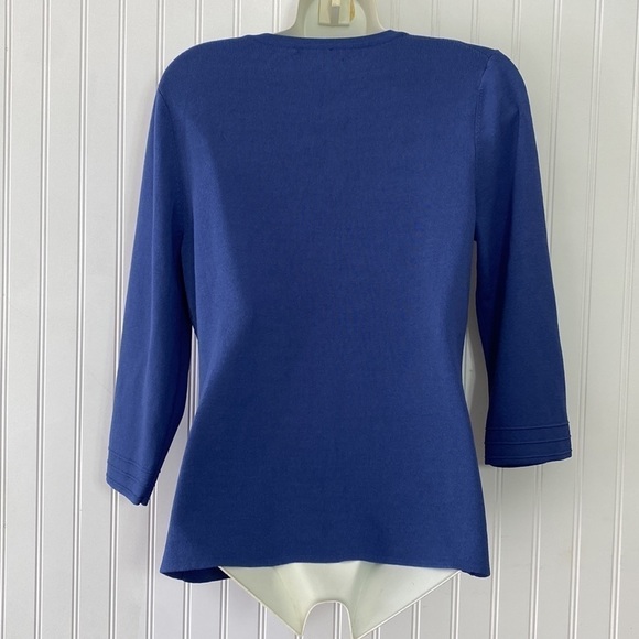 CABLE & Gauge Fine Knit Sweater Womens Large V Neckl8ne 3/4 Sleeves - Picture 7 of 11